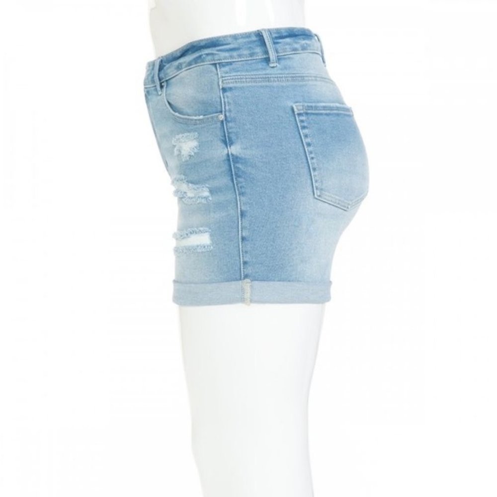 Plus Size Vintage Shorts With Destruction - Picture 2 of 3